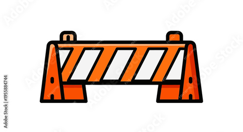 Simple Graphic Illustration of an Orange Construction Road Barrier for Safety and Work Zone Security