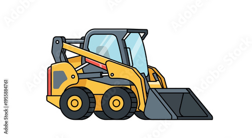 Compact Loader Construction Vehicle Isolated on White Background