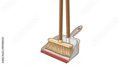 Broom and dustpan cleaning tools.