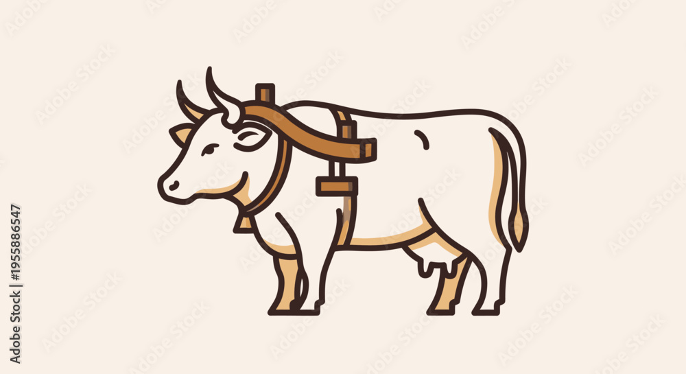 Fototapeta premium Cow with yoke on its neck.
