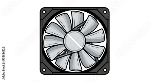 Computer Cooling Fan Closeup View.