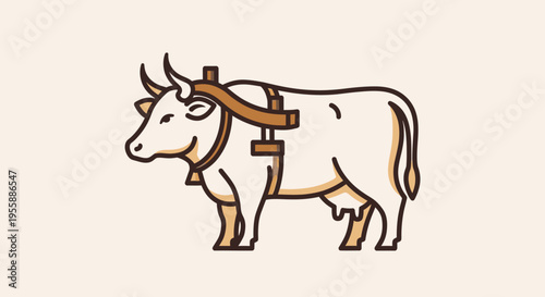 Cow with yoke on its neck.