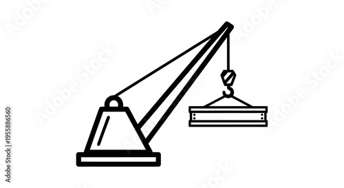 Crane lifting a heavy block.