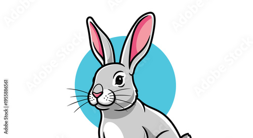 Cute cartoon rabbit with long ears.