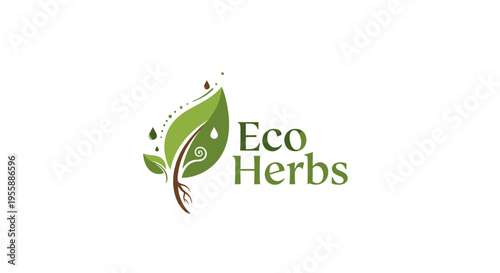 Eco Herbs Green Leaf Logo Design.