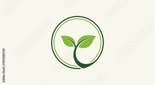 Green leaf sprout logo symbol.