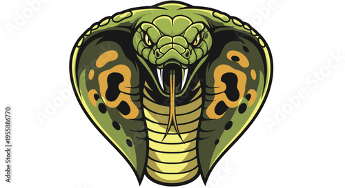 Green snake head illustration closeup.