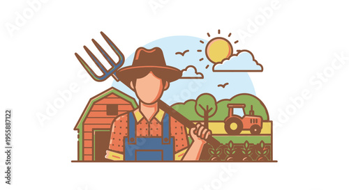 Man wearing blue overalls and hat.