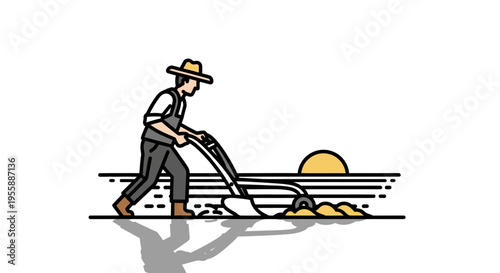 Man working with shovel outdoors laborer.