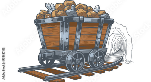 Mine cart filled with coal ore.
