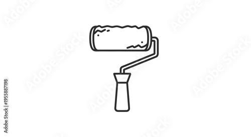 Paint roller with handle and roller.