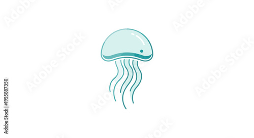 Teal jellyfish with long tentacles swimming.