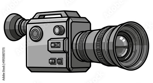 Vintage video camera with large lens.