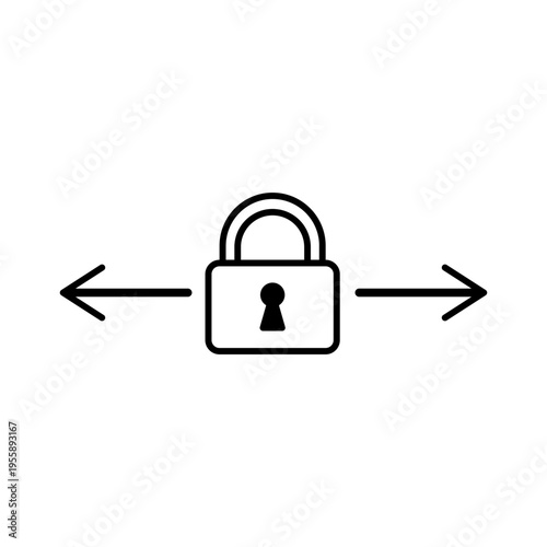 Escrow service minimalist black line vector icon on white background. Scalable outline illustration representing secure transactions, financial protection, and intermediary safety protocols.