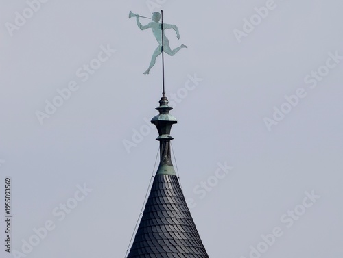 Bild auf Leinwand Closeup of turret with weather vane