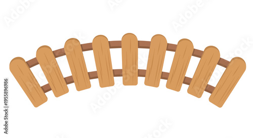 Rustic wooden fence illustration with an arched design suitable for decorative elements
