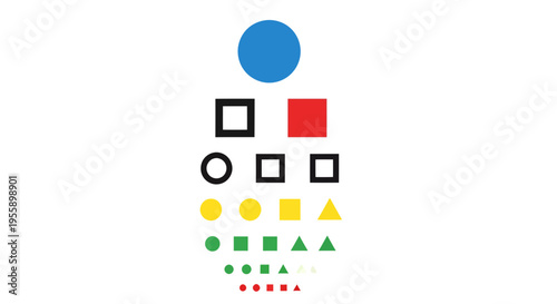 Shapes Eye Chart Vector Illustration, Flat Design for Vision Test, Healthcare