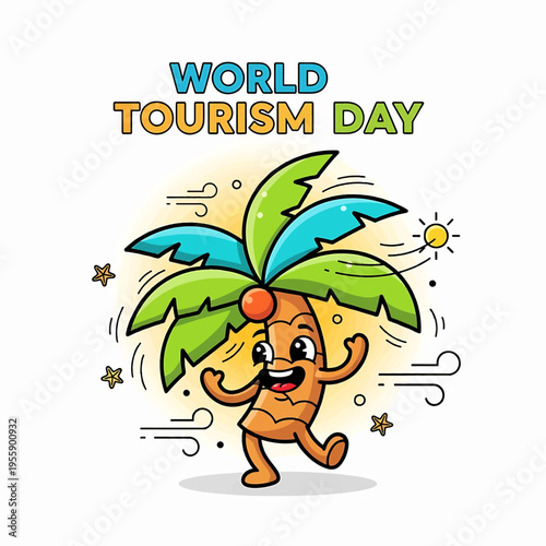 World Tourism Day Mascot Palm Tree Character