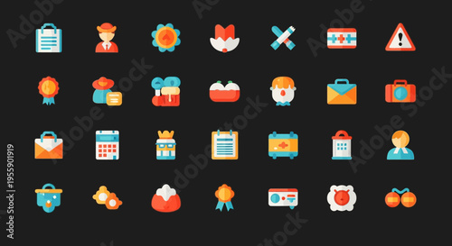 Collection of various business icons.