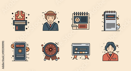 Flat design business communication icons.