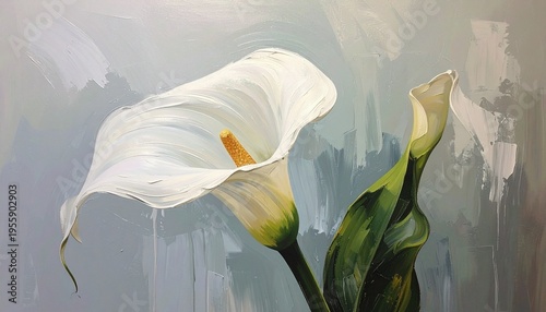 flower, white, nature, plant, spring, flora, bloom, beauty, lily, petal, calla, leaf, petals, yellow, beautiful, close-up, oil painting, wall art, artist