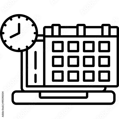 Online Scheduling Outline Icon