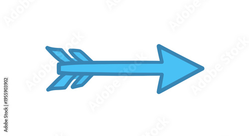 Simple light blue arrow illustration pointing right with doodle style design graphic