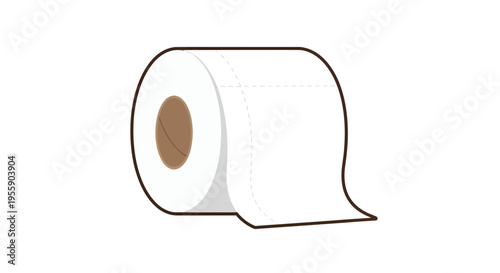 Simple illustration of a standard roll of toilet paper with a white background