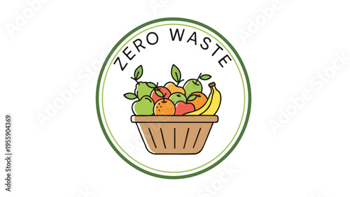 Zero Waste Food Basket Icon - Sustainable Living & Healthy Eating Symbol