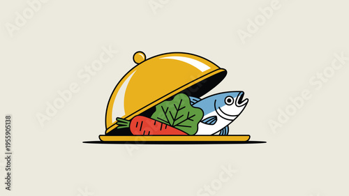 Healthy food meal cloche fish vegetables