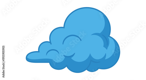Simple vector graphic of a blue cloud with a charming and gentle appearance suitable for various
