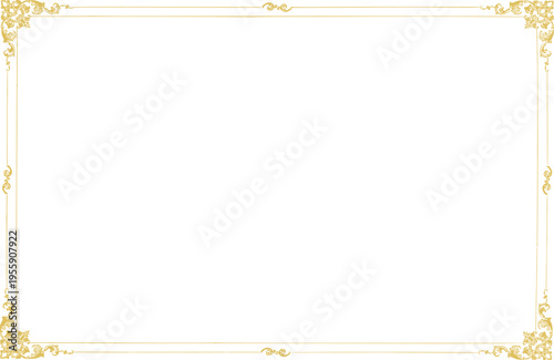 Bild auf Leinwand A white square with a decorative gold border and ornate corners