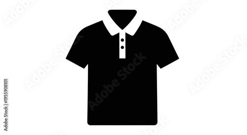 Modern black polo shirt with white collar and buttons