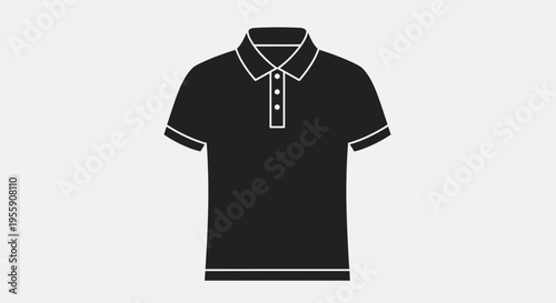 Modern black polo shirt with white trim and buttons