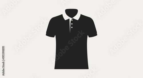 Modern black polo shirt with white collar and buttons