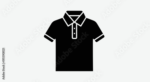 Black polo shirt with white trim graphic illustration