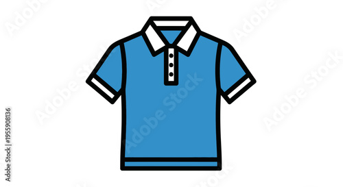 Modern blue polo shirt with white collar and cuffs
