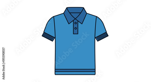 Blue polo shirt with collar and buttons illustration