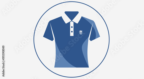 Modern blue polo shirt with white collar and logo
