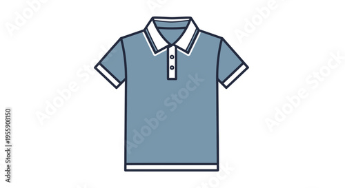 Modern blue polo shirt with white collar and cuffs