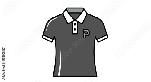 Modern gray polo shirt with white collar and logo