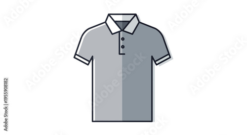 Modern gray polo shirt with white collar and buttons