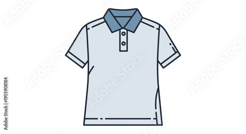 Modern light blue polo shirt with dark collar and buttons