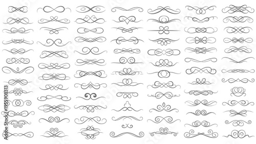 A collection of elegant decorative flourishes and ornaments for design and embellishment Vector