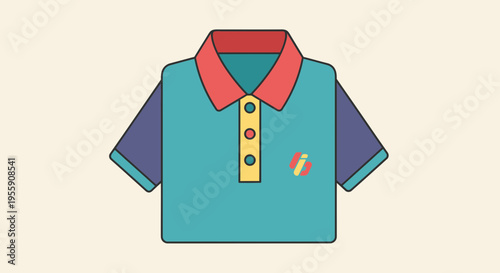 Black polo shirt vector illustration, front view, realistic fabric shading, classic collar with buttons, short sleeve apparel, isolated on transparent or light background, clean modern style, clothing