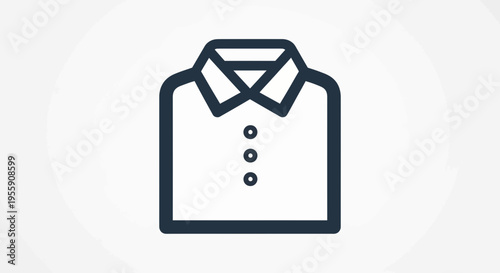 simple shirt icon vector, minimal outline clothing illustration, front view button shirt, clean line art style, flat design, monochrome, modern UI icon, isolated on light gray background, no gradient,