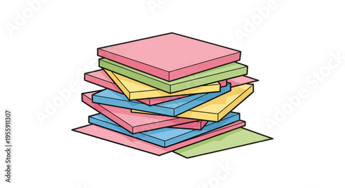 Stack of colorful sticky notes for reminders or organizing task and productivity