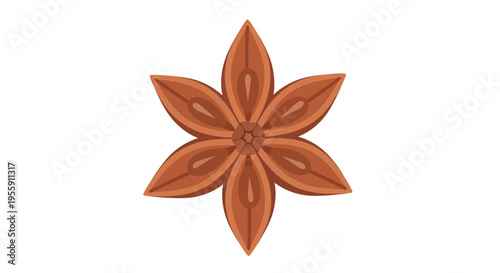Star anise illustration with a symmetrical design radiating spice and flavor in botanical harmony