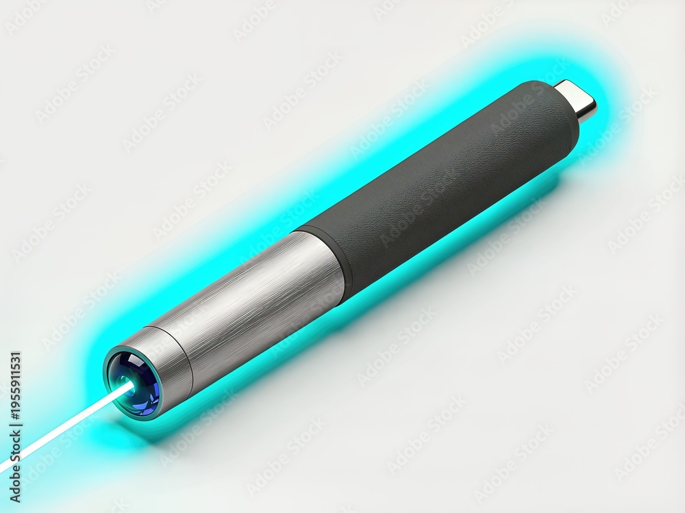 Fototapeta premium Document scanner pen projecting beam in studio