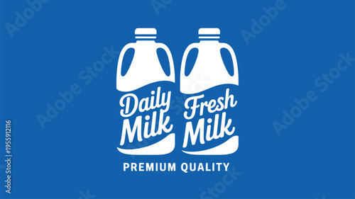 White stylized milk bottles featuring daily fresh premium quality text
